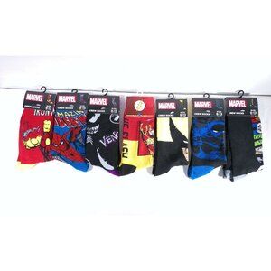 7 Pairs Of Marvel Comics Characters Novelty Crew Socks 9-13